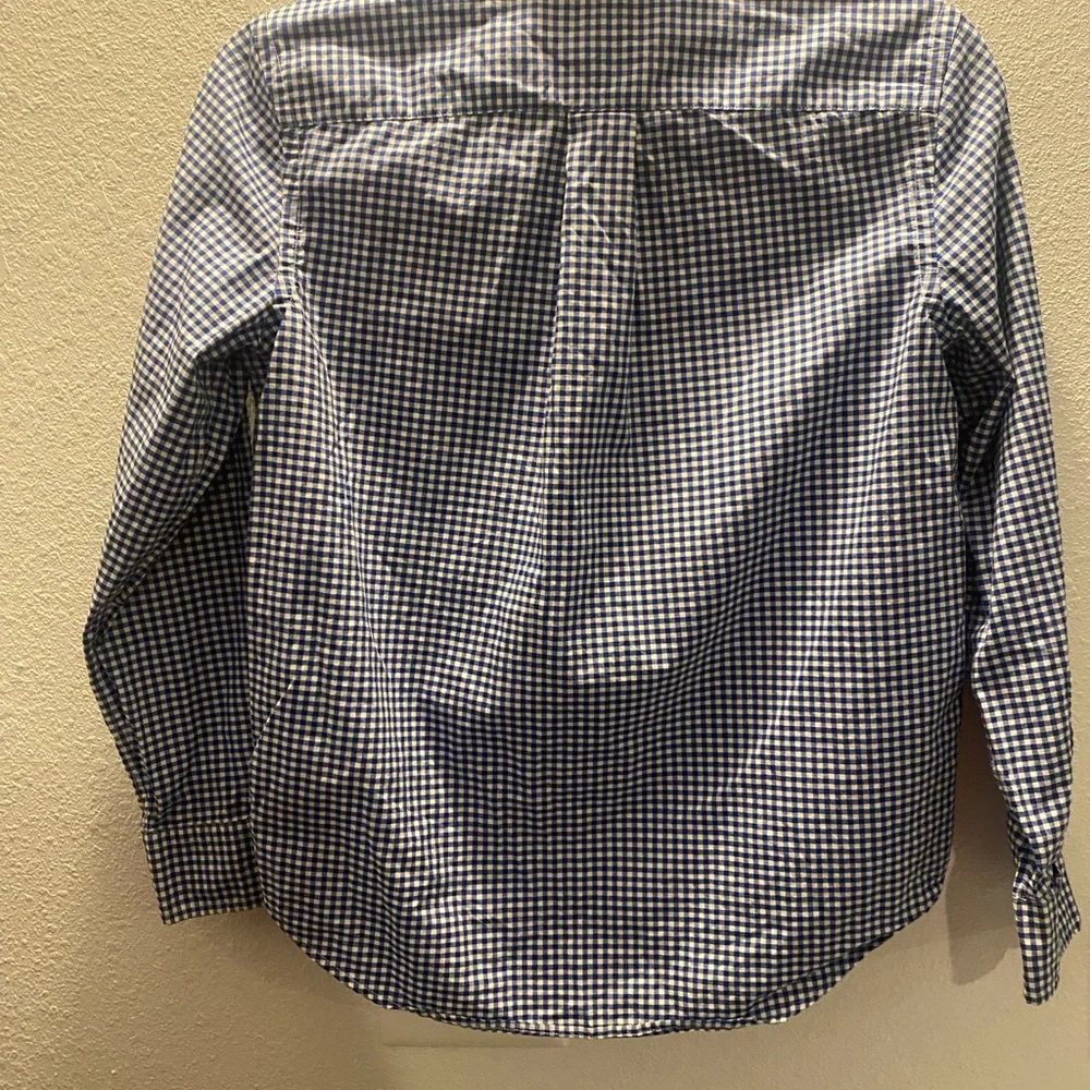 Ralph Lauren Button Down‎ Kids M(10-12) Blue Gingham Excellent Natural Stretch